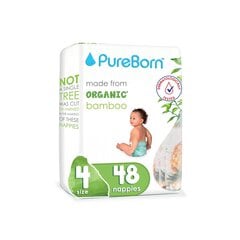 Orgaanilised mähkmed PureBorn bambusest 7-12 kg, 48 tk цена и информация | Подгузники | kaup24.ee