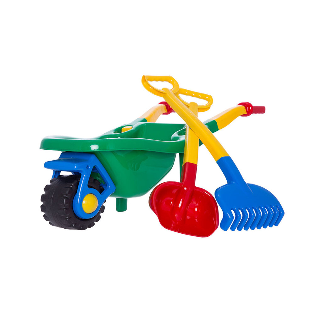 Liivamänguasjade komplekt (käru, kühvel, reha) hind ja info | Mänguasjad (vesi, rand ja liiv) | kaup24.ee