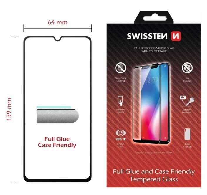 Swissten Full Face 5D Tempered Glass Samsung A40 Black цена и информация | Ekraani kaitsekiled | kaup24.ee