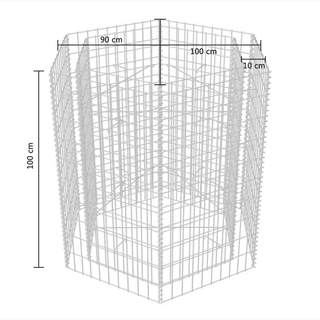 Kuusnurkne gabioonpott, 100x90x100 cm hind ja info | Dekoratiivsed lillepotid | kaup24.ee