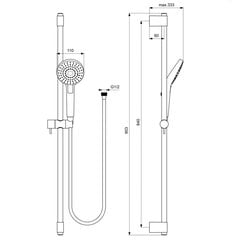 Dušikomplekt Ideal Standard IdealRain, Evo Round, 900 mm, 3 funktsiooniga dušipea d110 mm, B2237AA hind ja info | Komplektid ja dušipaneelid | kaup24.ee