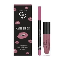 Набор макияжа для губ Golden Rose Longstay matte Lipkit Blush Pink: жидкая матовая помада Longstay Liquid Matte No. 03 5,5 г + карандаш для губ Dream Lips Liner No. 535 1,6 г цена и информация | Помады, бальзамы, блеск для губ | kaup24.ee