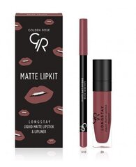 Набор макияжа для губ Golden Rose Longstay matte Lipkit Rose Taupek: жидкая матовая помада Longstay Liquid Matte No. 20 5,5 г + карандаш для губ Dream Lips Liner No. 510 1,6 г цена и информация | Помады, бальзамы, блеск для губ | kaup24.ee