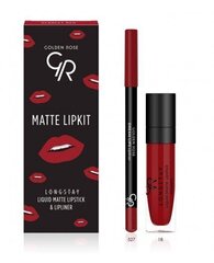 Набор макияжа для губ Golden Rose Longstay matte Lipkit Scarlet Red: жидкая матовая помада Longstay Liquid Matte No. 18 5,5 г + карандаш для губ Dream Lips Liner No. 527 1,6 г цена и информация | Помады, бальзамы, блеск для губ | kaup24.ee