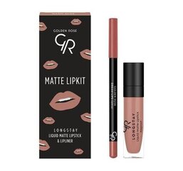 Huulemeigi komplekt Golden Rose Longstay matte Lipkit Warm Nude: matt vedel huulepulk Longstay Liquid Matte nr 13 5,5 g + huulepliiats Dream Lips Liner Nr 503 1,6 g цена и информация | Помады, бальзамы, блеск для губ | kaup24.ee