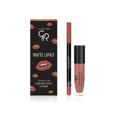 Набор помад Golden Rose Longstay matte Lipkit Warm Sable: жидкая матовая помада Longstay Liquid Matte No. 16 5,5 г + карандаш для губ Dream Lips Liner No. 531 1,6 г цена и информация | Помады, бальзамы, блеск для губ | kaup24.ee