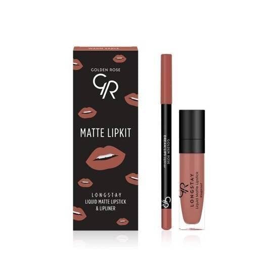 Huulemeigi komplekt Golden Rose Longstay matte Lipkit Warm Sable: matt vedel huulepulk Longstay Liquid Matte nr 16 5,5 g + huulepliiats Dream Lips Liner Nr 531 1,6 g hind ja info | Huulepulgad, -läiked, -palsamid, vaseliin | kaup24.ee