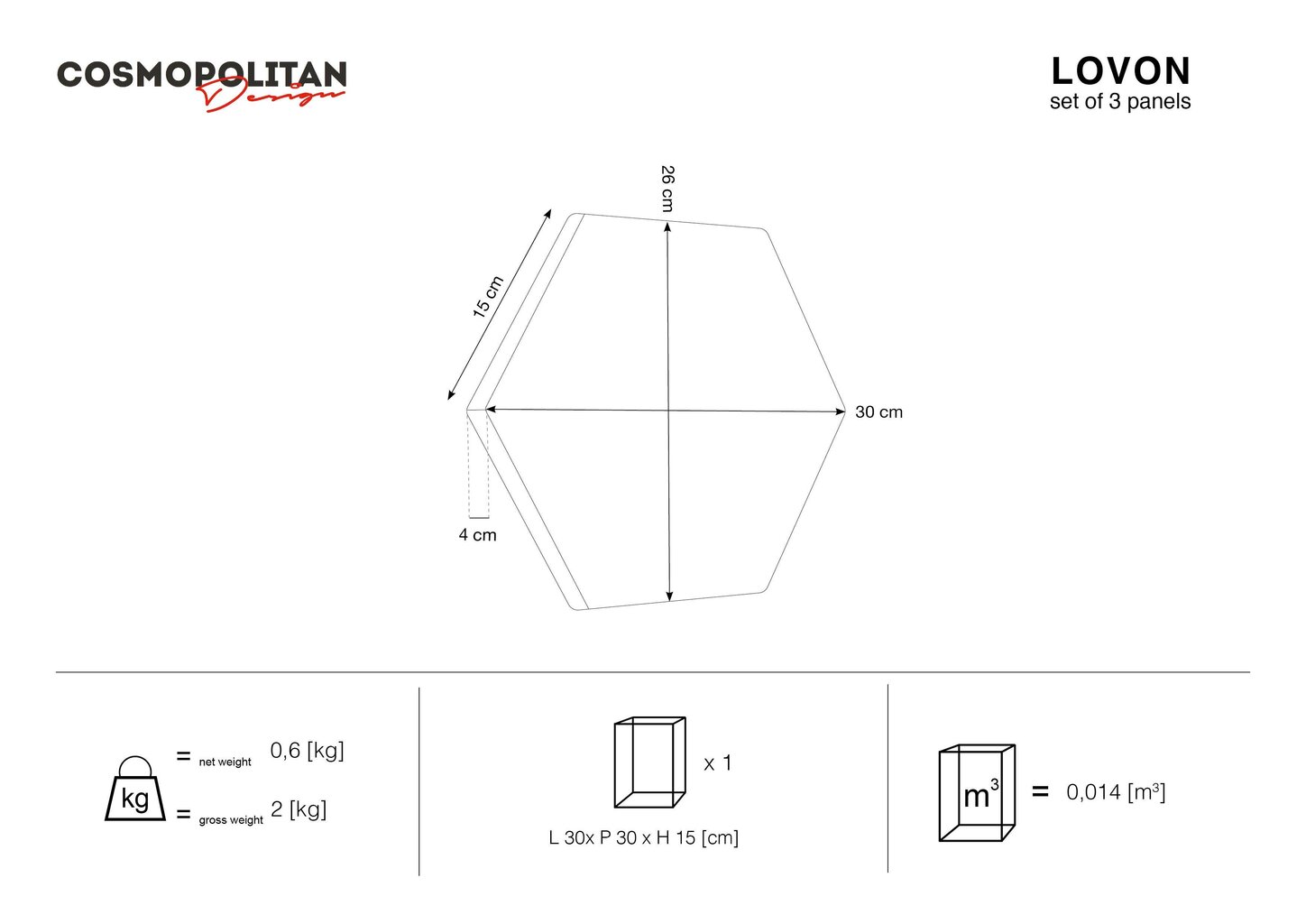 Pehmed seinapaneelid, 3 tk, Cosmopolitan Design Lovon L2, valged hind ja info | Pehmed seinapaneelid | kaup24.ee