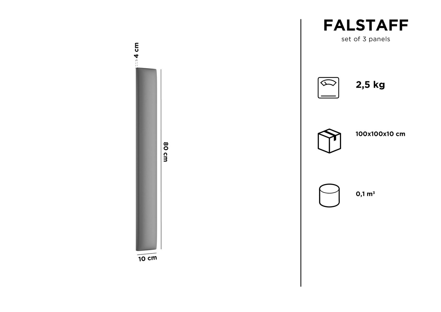 Pehmed seinapaneelid, 3 tk, Kooko Home Falstaff C4, tumehallid hind ja info | Pehmed seinapaneelid | kaup24.ee