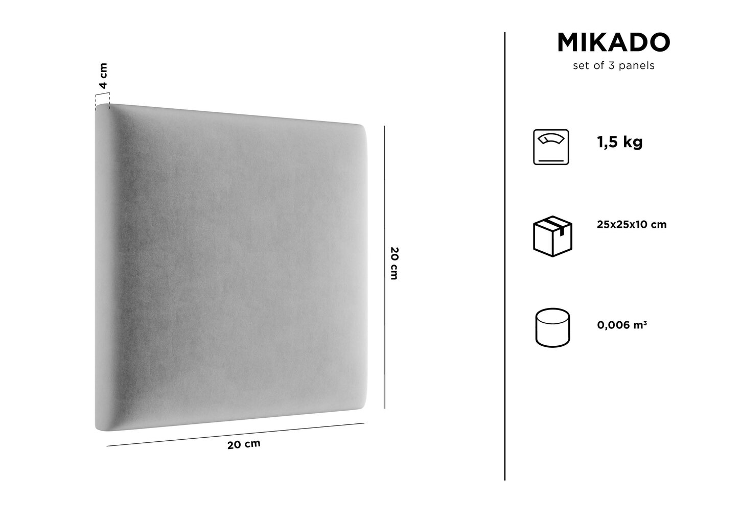 Pehmed seinapaneelid, 3 tk, Kooko Home Mikado R2, punane hind ja info | Pehmed seinapaneelid | kaup24.ee