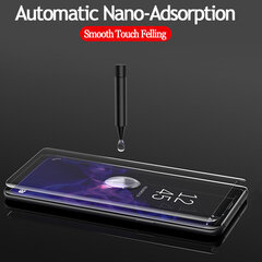 LCD kaitsev karastatud klaas Nano Optics 5D UV Glue Samsung G965 S9 Plus kumer, läbipaistev цена и информация | Защитные пленки для телефонов | kaup24.ee