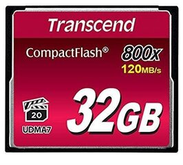 MEMORY COMPACT FLASH 32GB/800X TS32GCF800 TRANSCEND цена и информация | Карты памяти для фотоаппаратов, камер | kaup24.ee