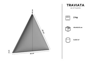 Pehmed seinapaneelid, 3 tk, Kooko Home Traviata C3, punased hind ja info | Pehmed seinapaneelid | kaup24.ee