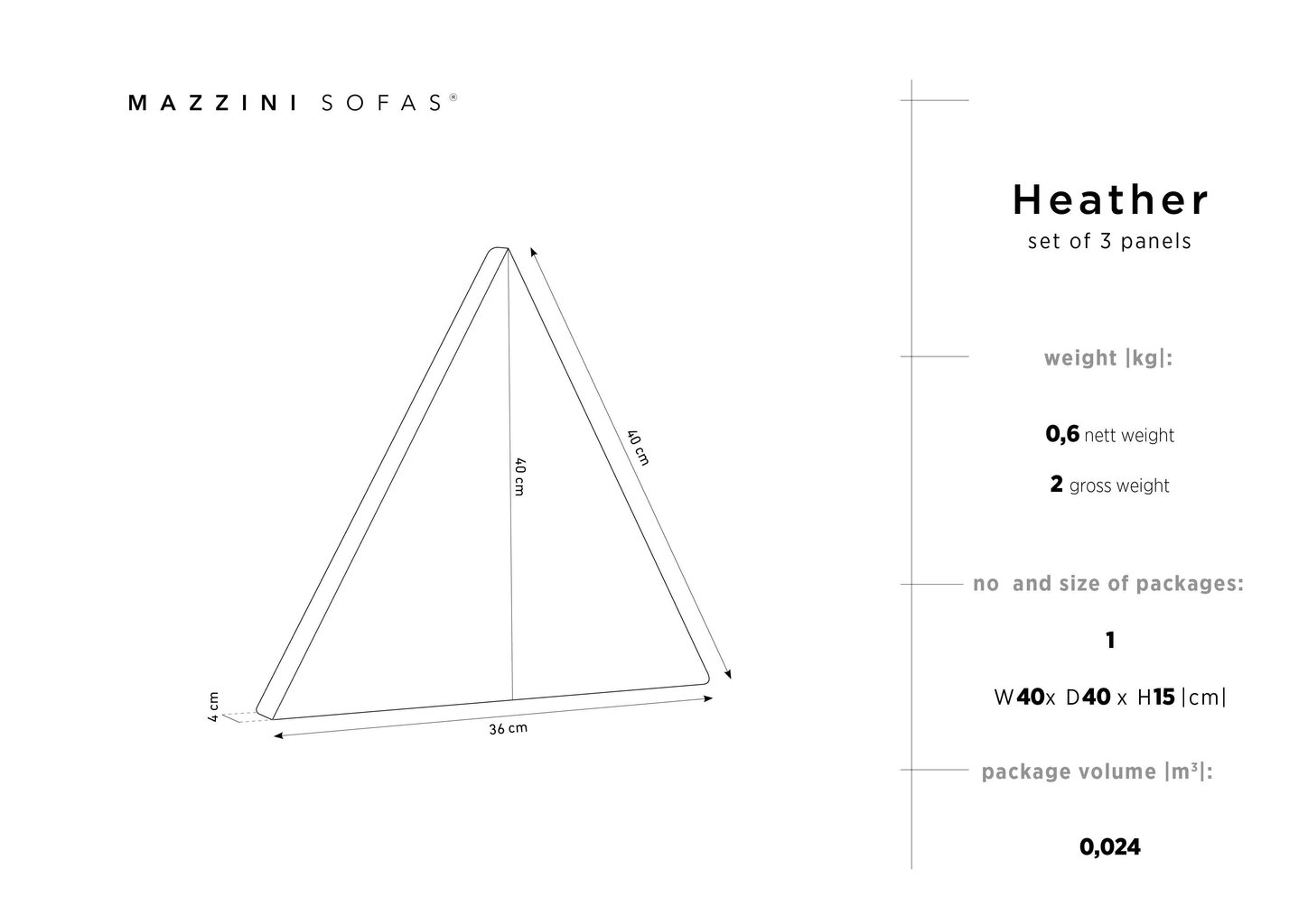 Pehmed seinapaneelid, 3 tk., Mazzini Sofas Heather R5, sinised цена и информация | Pehmed seinapaneelid | kaup24.ee