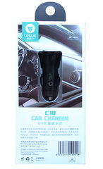 Автомобильная зарядка Leslie C18, 2 USB 2.4A (1A+2A), черная цена и информация | Зарядные устройства для телефонов | kaup24.ee