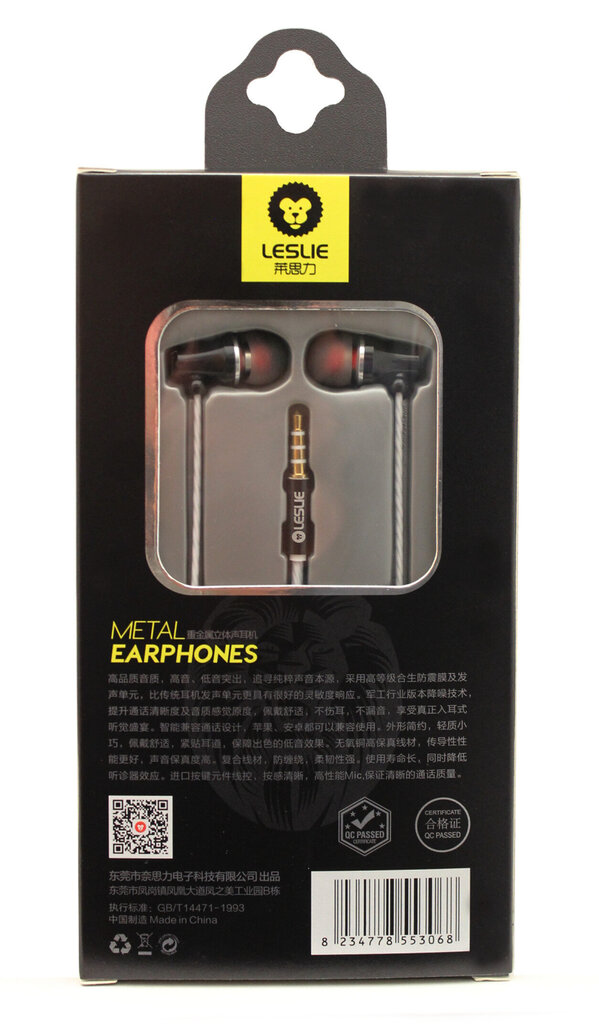 Kõrvaklapid Leslie J40 Metal 3,5mm, kuldne цена и информация | Käed-vabad seadmed | kaup24.ee