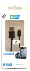 USB кабель Tellos Professional Apple Lightning, черный, 1.0 м цена и информация | Кабели для телефонов | kaup24.ee