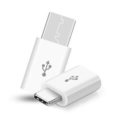 Adapter alates microUSB kuni Type-C, valge hind ja info | USB jagajad, adapterid | kaup24.ee