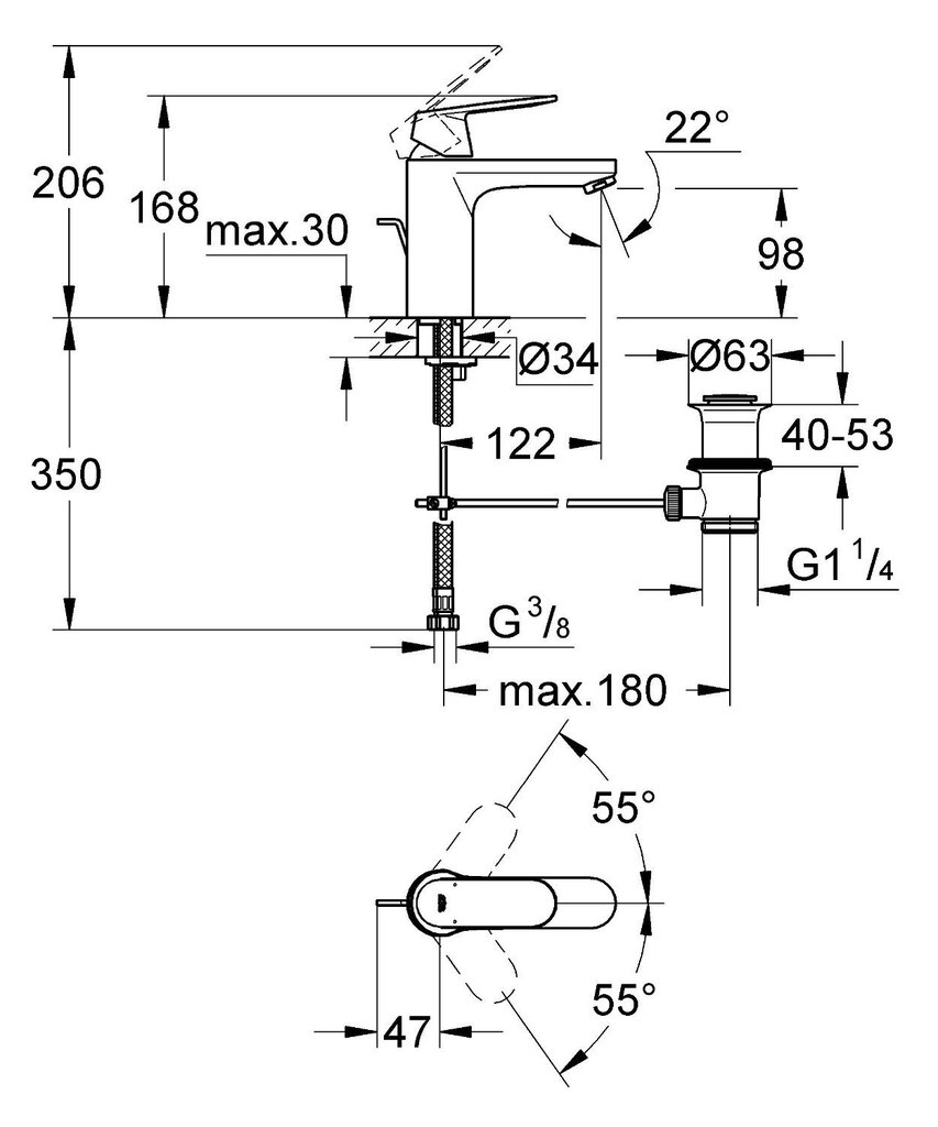 Valamusegisti Grohe Eurosmart Cosmopolitan, 23325000 цена и информация | Vannitoa segistid | kaup24.ee