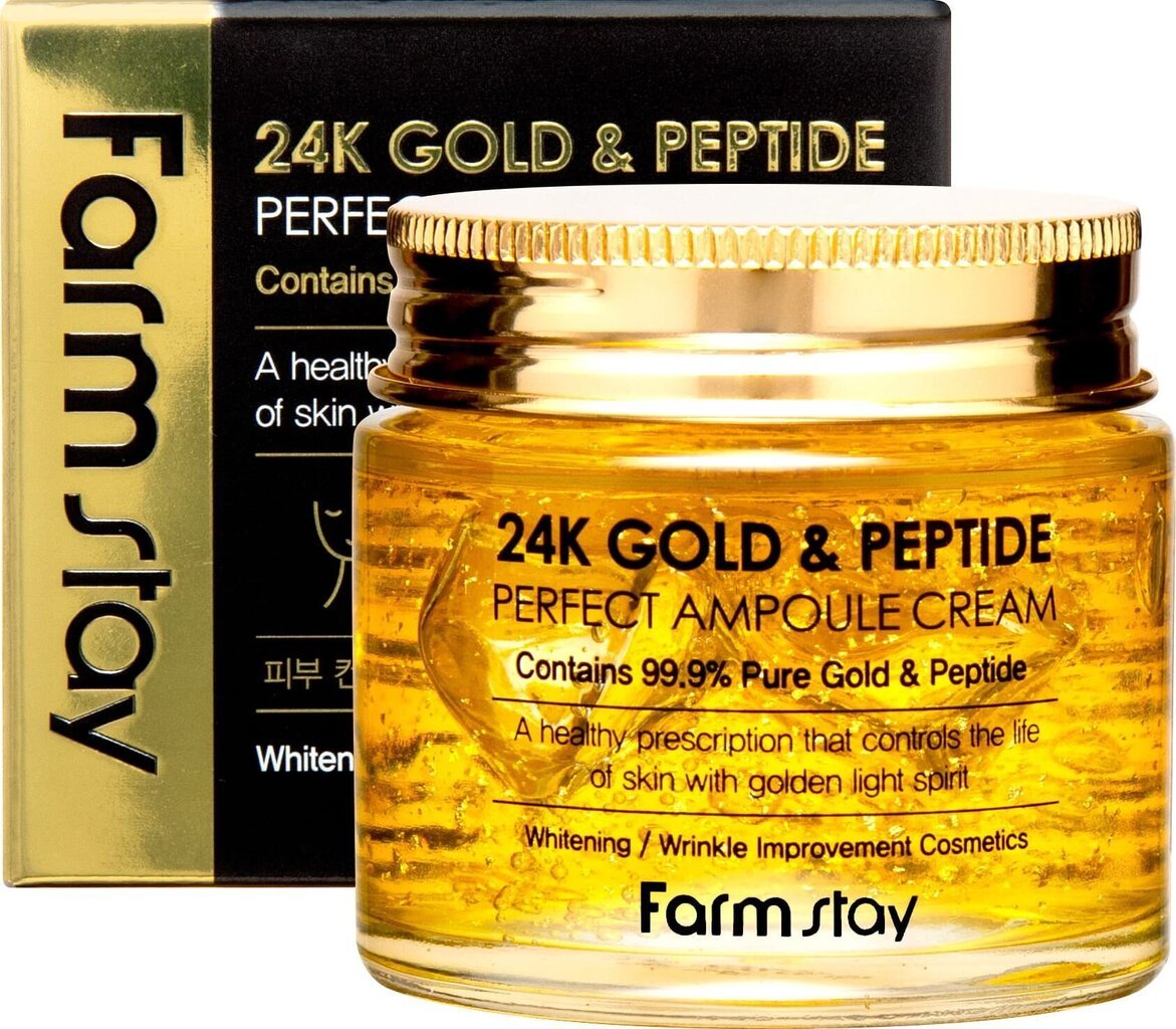 Kreem kulla ja peptiididega FARM STAY 24K Gold & Peptiid Perfect Ampoule Cream ampullis, 80 ml hind ja info | Näoõlid, seerumid | kaup24.ee