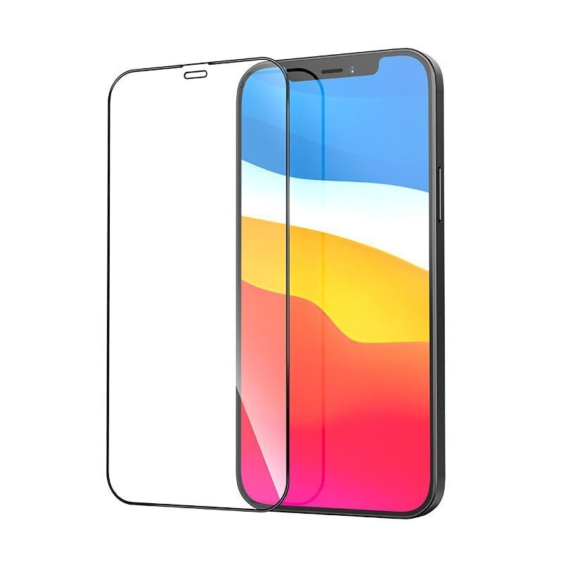 Raamiga kaitseklaas Hallo Full Face 5D Tempered Glass Apple iPhone 12 Pro Max, must hind ja info | Ekraani kaitsekiled | kaup24.ee