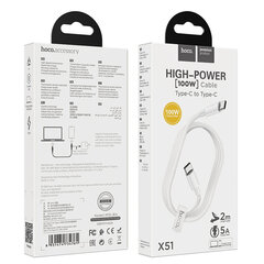 Laadimisjuhe Hoco X51 alates Type-C kuni Type-C 20V 5A 100W 1.0m, valge hind ja info | Mobiiltelefonide kaablid | kaup24.ee