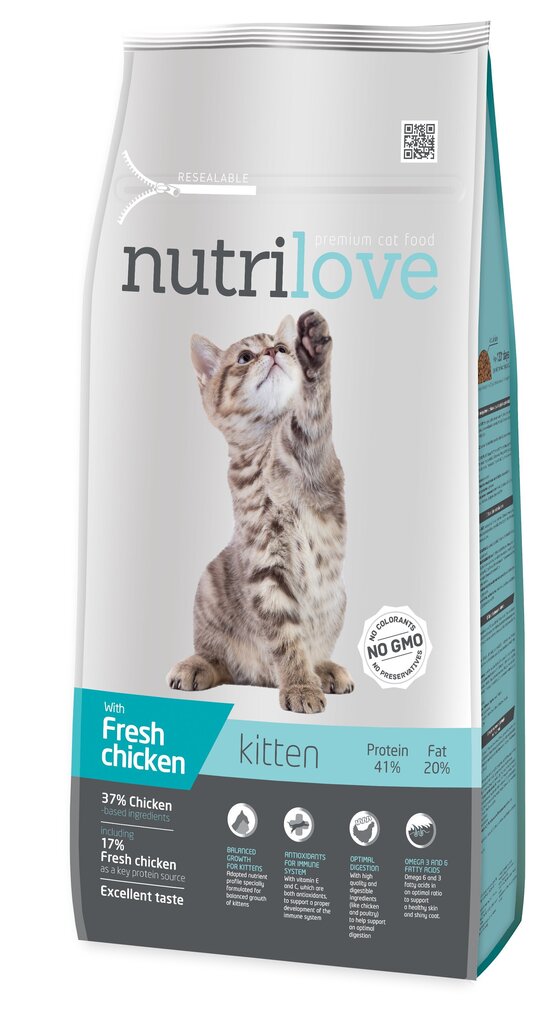 Nutrilove kassitoit kitten 8 kg цена и информация | Kuivtoit kassidele | kaup24.ee