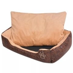 Лежак для собаки с подушкой, PU, искусственная кожа, размер М, песочный цена и информация | Лежаки, домики | kaup24.ee