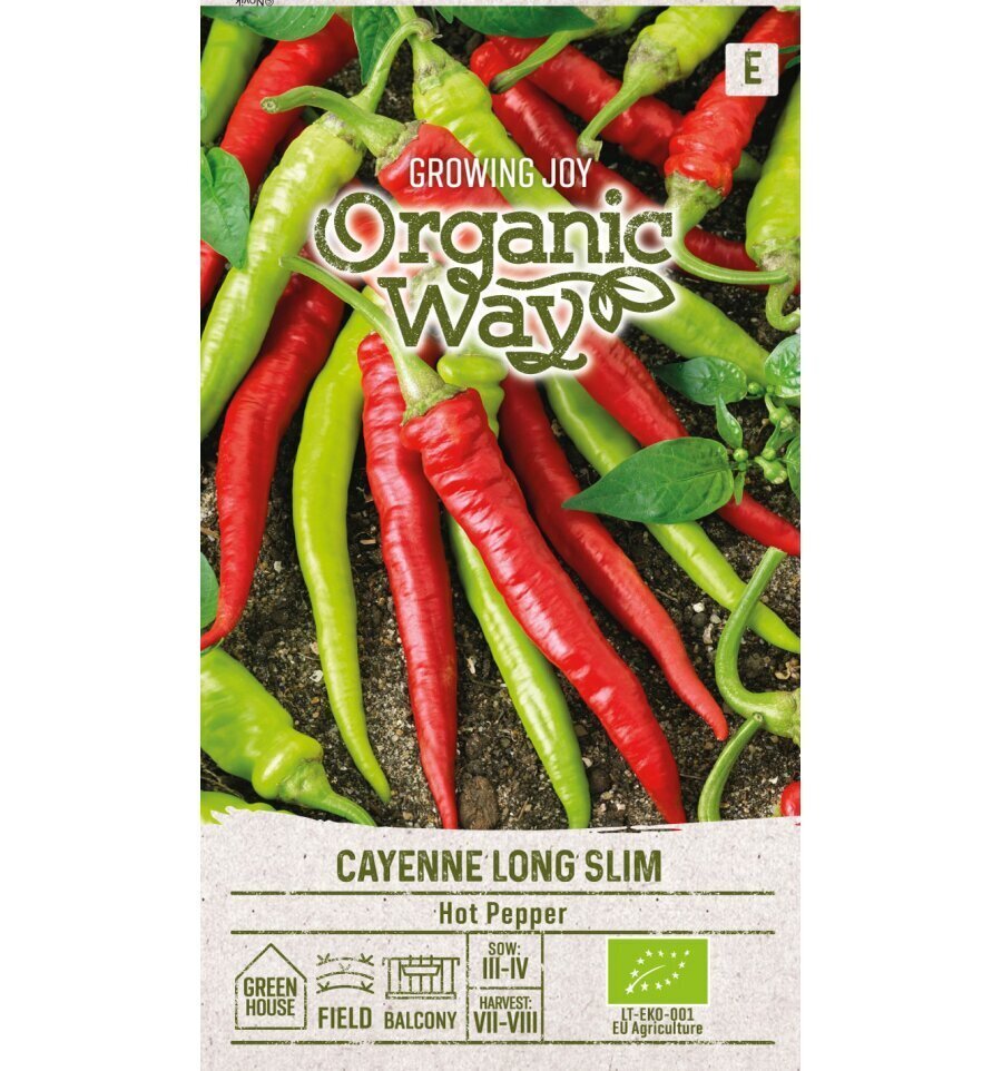 Paprikas Cayenne Long Slim Organic Way 0,1 g цена и информация | Köögivilja-, marjaseemned | kaup24.ee