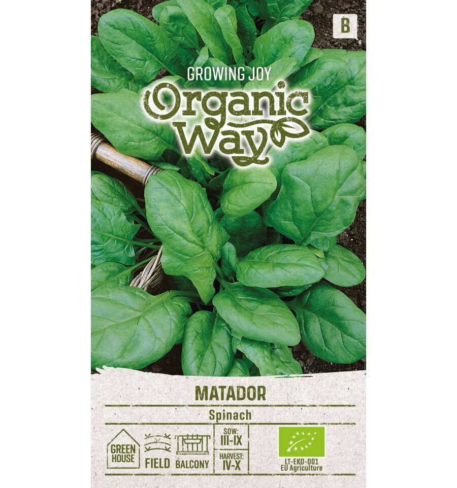 Spinat Matador Organic Way 3,0 g цена и информация | Köögivilja-, marjaseemned | kaup24.ee