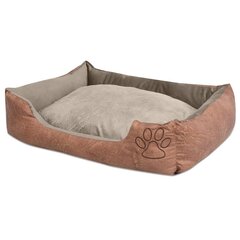 Лежак для собаки с подушкой, PU, искусственная кожа, размер L, песочный цена и информация | Лежаки, домики | kaup24.ee