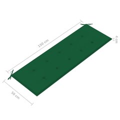 Подушка для садовой скамейки, зеленая, 150x50x4см цена и информация | Подушки, наволочки, чехлы | kaup24.ee