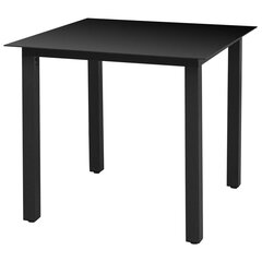 Садовый обеденный стол, стекло, алюминий, 80x80x74 см, черный цена и информация | Садовые столы и столики | kaup24.ee