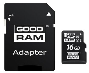 Goodram MicroSD 16GB Class 10/UHS 1 + Adapter SD hind ja info | Mälupulgad | kaup24.ee