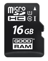 Goodram MicroSD 16GB Class 10 / UHS 1 + Adapter SD hind ja info | Mälupulgad | kaup24.ee