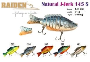 Vobler Raiden Natural J-Jerk 145 51G 392 hind ja info | Landid, voblerid | kaup24.ee