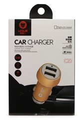 Автомобильная зарядка Leslie C20 Metal, 2 USB 3.4A, золотого цвета цена и информация | Зарядные устройства для телефонов | kaup24.ee