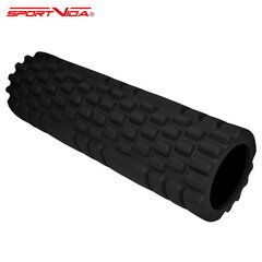 Валик для фитнеса - массажный ролик SportVida EVA (45 см длина / 14 см диаметр), черный цена и информация | Аксессуары для массажа | kaup24.ee