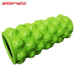 Валик для фитнеса - массажный ролик SportVida EVA (33 см длина / 13 см диаметр), зеленый цена и информация | Аксессуары для массажа | kaup24.ee