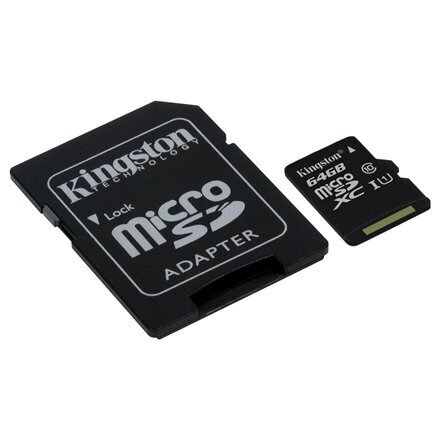 Mälukaart Kingston microSDHC (Gen II) 64 GB, 10 klass + SD adapter цена и информация | Mobiiltelefonide mälukaardid | kaup24.ee
