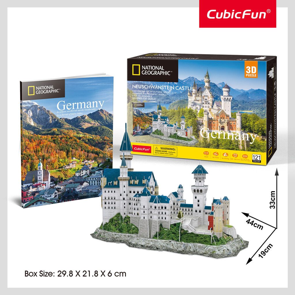 3D pusle CubicFun National Geographic Saksamaa Neuschwansteini loss, 121 tk. hind ja info | Pusled | kaup24.ee