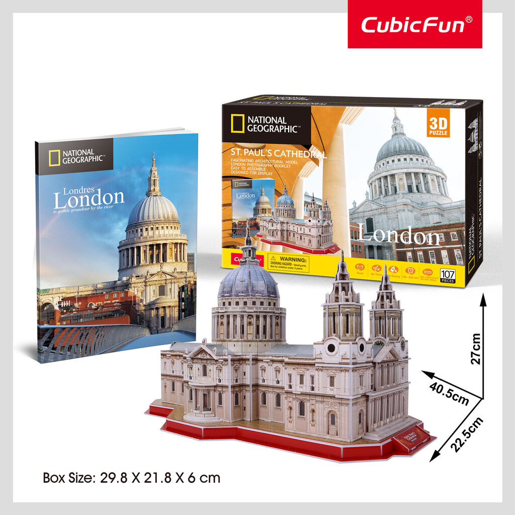 3D pusle CubicFun National Geographic London Püha Pauluse katedraal, 107 tk. цена и информация | Pusled | kaup24.ee