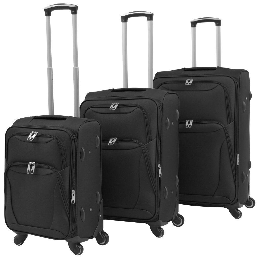 Pehmete ratastega kohvrite komplekt, must, 3 tk hind ja info | Kohvrid, reisikotid | kaup24.ee