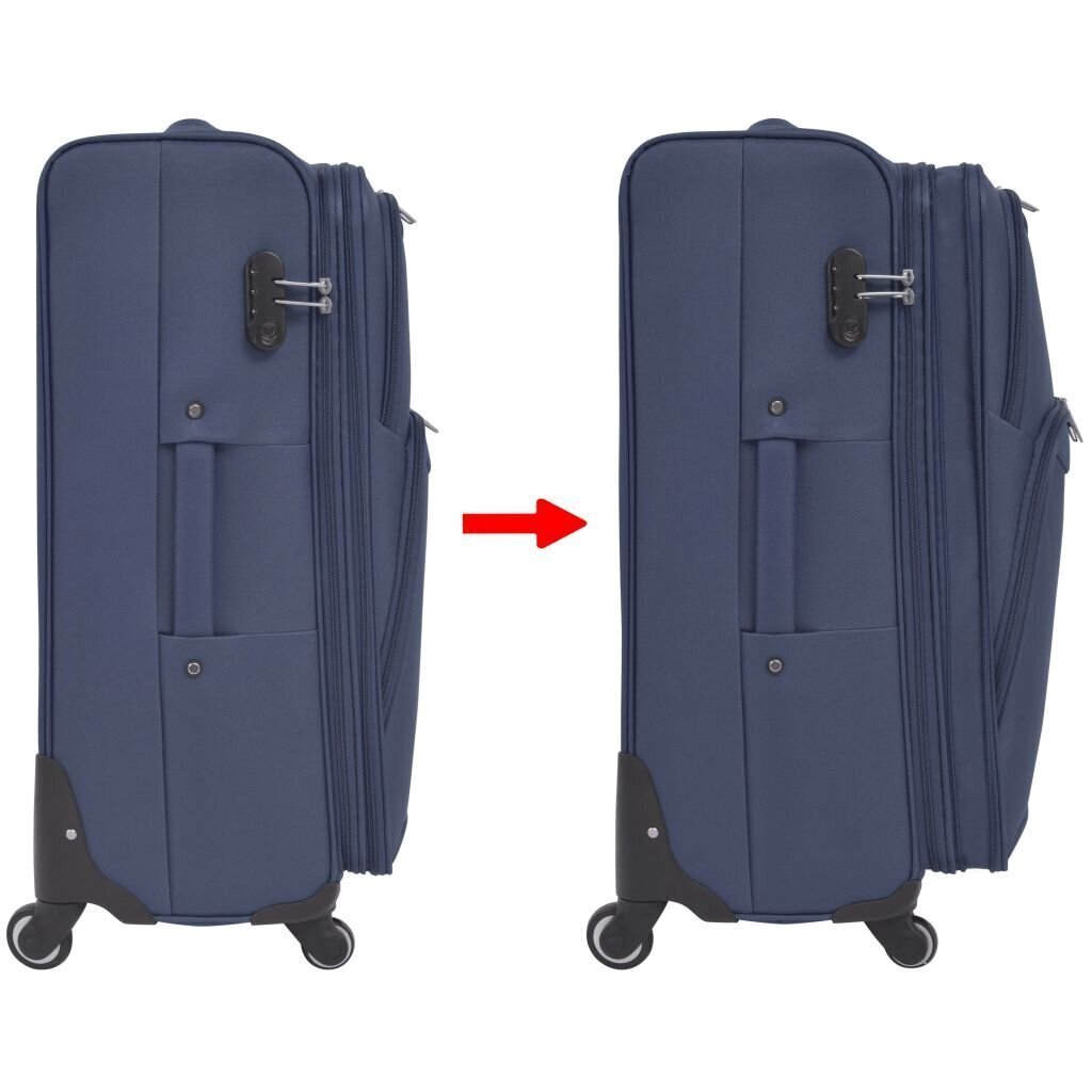 Pehmete ratastega kohvrite komplekt, sinine, 3 tk hind ja info | Kohvrid, reisikotid | kaup24.ee
