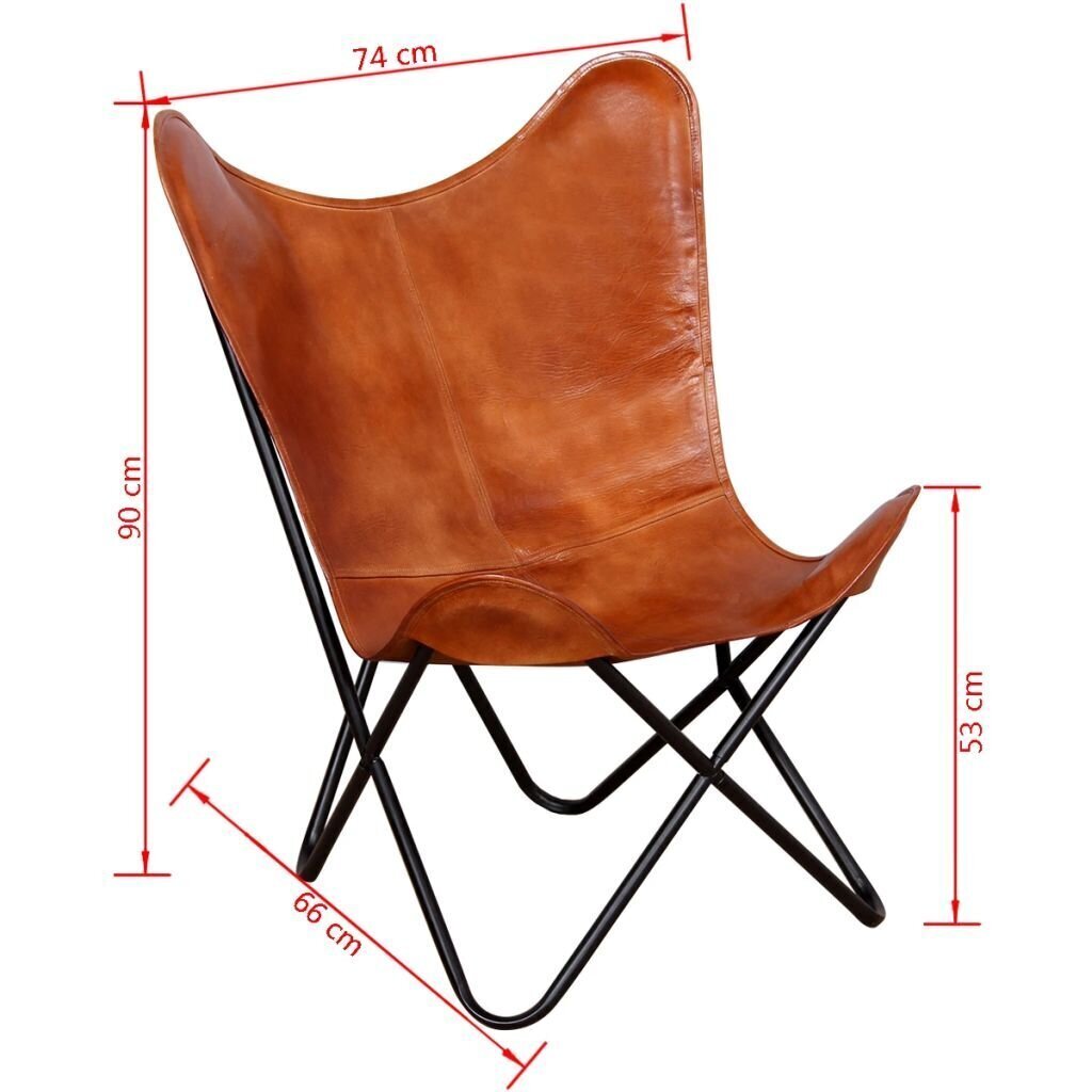 Liblikakujuline tool, ehtne nahk, pruun цена и информация | Tugitoolid ja tugitoolvoodid | kaup24.ee