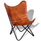 Liblikakujuline tool, ehtne nahk, pruun цена и информация | Tugitoolid ja tugitoolvoodid | kaup24.ee
