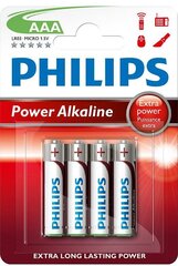 PHILIPS Power Alkaline AAA/R03 B4 patareid цена и информация | Батарейки | kaup24.ee