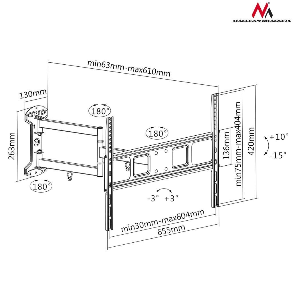 TV kinnitus Maclean MC-798 hind ja info | Teleri seinakinnitused ja hoidjad | kaup24.ee