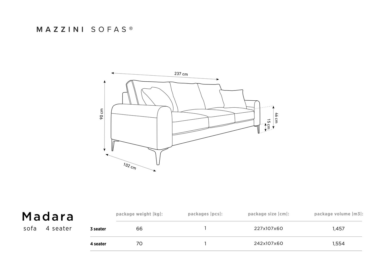 Neljakohaline diivan Mazzini Sofas Madara, punane/kuldne värv hind ja info | Diivanid ja diivanvoodid | kaup24.ee