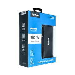 Laadija, universaalne REBEL for Notebook/Laptop 90W/18-20V, must hind ja info | Sülearvutite laadijad | kaup24.ee